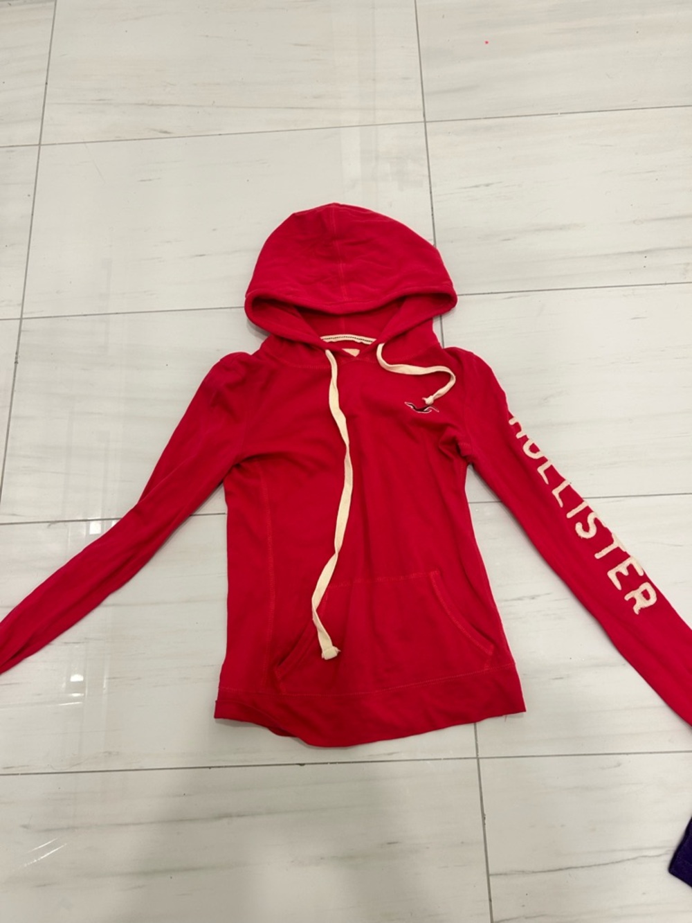 Hollister Bright Pink Hoodie with White Drawcord